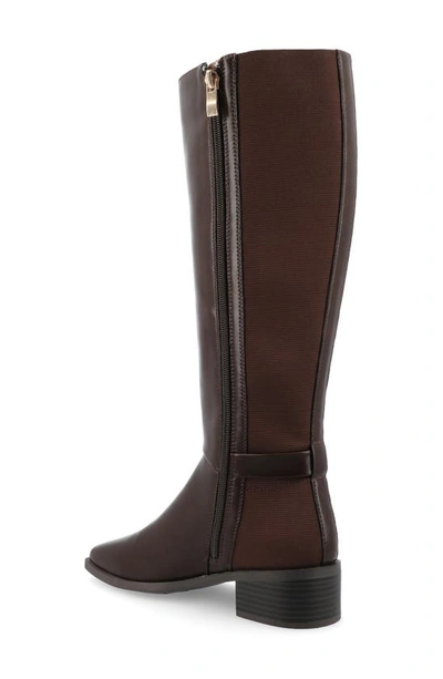 Journee Collection Wide Width Wide Calf Womens Londyn Tru Comfort Foam Stacked Block Heel Square Toe Boots In Brown