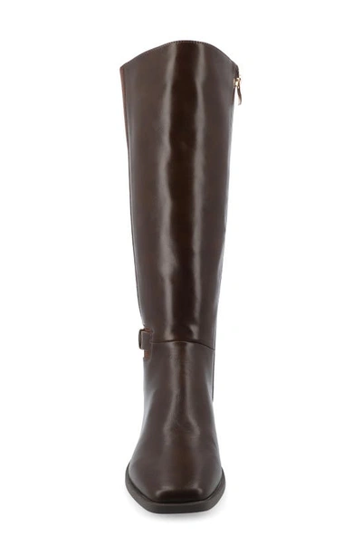 Journee Collection Wide Width Wide Calf Womens Londyn Tru Comfort Foam Stacked Block Heel Square Toe Boots In Brown