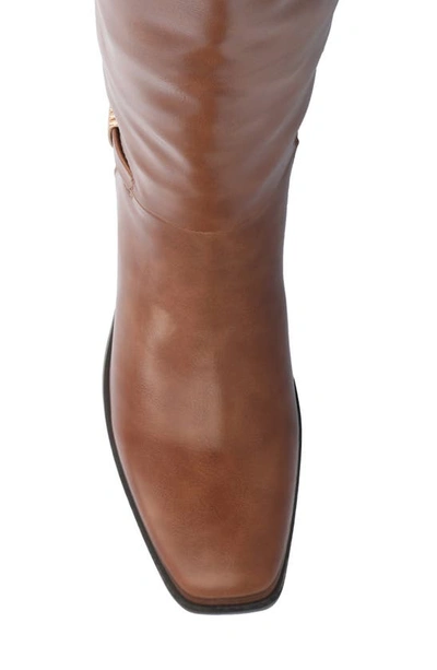 Journee Collection Wide Width Wide Calf Womens Londyn Tru Comfort Foam Stacked Block Heel Square Toe Boots In Cognac