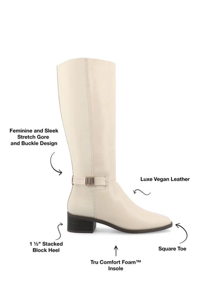 Journee Collection Wide Width Wide Calf Womens Londyn Tru Comfort Foam Stacked Block Heel Square Toe Boots In Bone