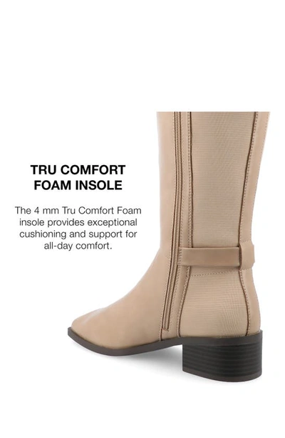 Journee Collection Wide Width Wide Calf Womens Londyn Tru Comfort Foam Stacked Block Heel Square Toe Boots In Tan