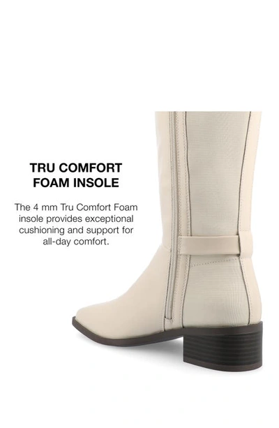 Journee Collection Wide Width Wide Calf Womens Londyn Tru Comfort Foam Stacked Block Heel Square Toe Boots In Bone