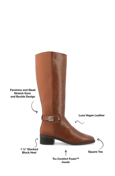 Journee Collection Wide Width Wide Calf Womens Londyn Tru Comfort Foam Stacked Block Heel Square Toe Boots In Cognac