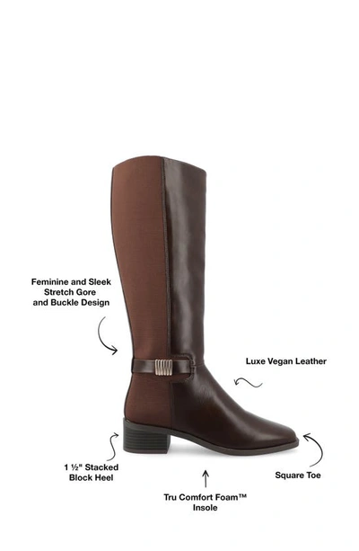 Journee Collection Wide Width Wide Calf Womens Londyn Tru Comfort Foam Stacked Block Heel Square Toe Boots In Brown