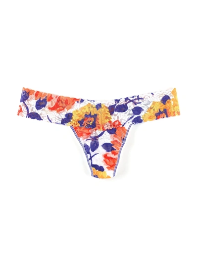 Shop Hanky Panky Printed Signature Lace Low Rise Thong In Orange