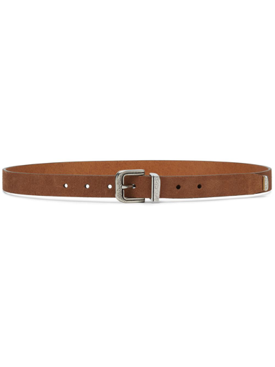 Shop Brunello Cucinelli Suede Leather Belt In Brown
