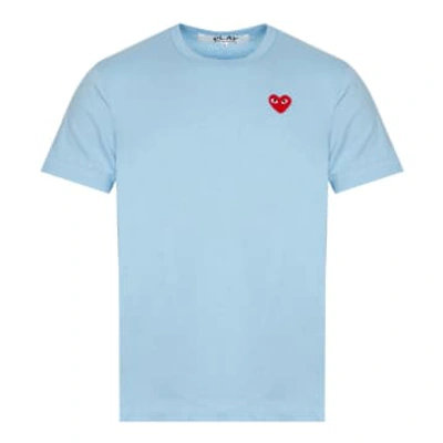 Shop Comme Des Garçons Play Small Play Logo T-shirt In Blue