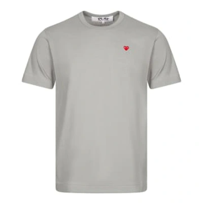 Shop Comme Des Garçons Play Small Play Logo T-shirt In Grey