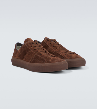 Shop Tom Ford Cambridge Suede Sneakers In Brown