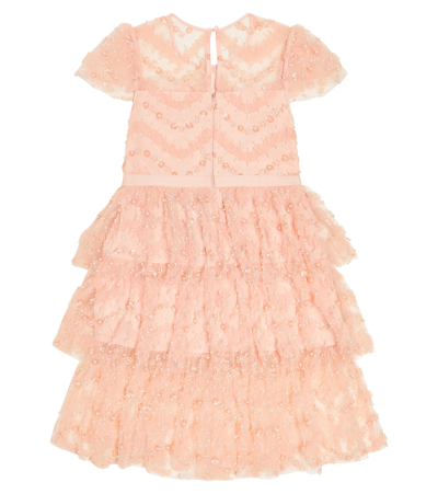 Shop Self-portrait Sequined Tiered Dress In Pink