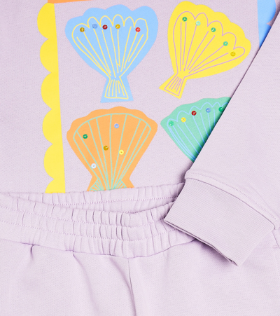Stella Mccartney Printed Cotton Fleece Sweatshirt And Shorts Set In Purple