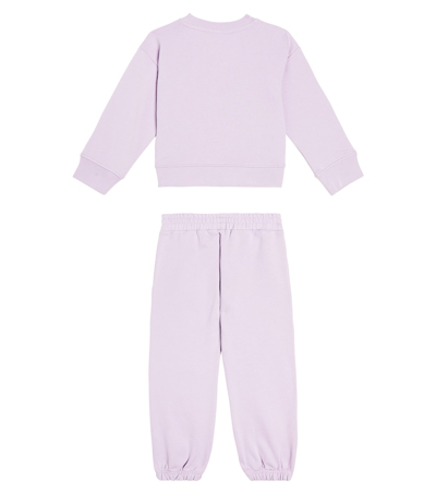 Shop Stella Mccartney Printed Cotton Fleece Sweatshirt And Shorts Set In Purple