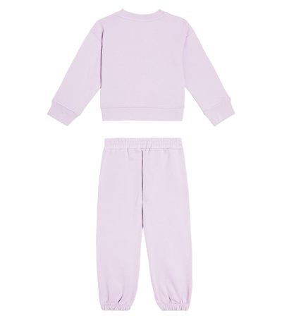 Stella Mccartney Printed Cotton Fleece Sweatshirt And Shorts Set In Purple