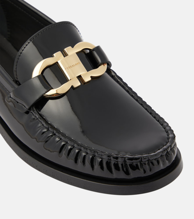 Shop Ferragamo Maryan Leather Loafers In Black