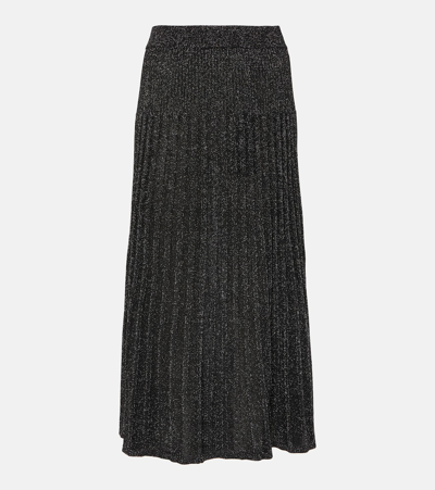 Joseph Ribbed-kit Lurex Midi Skirt In Black