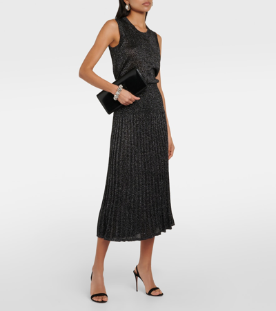 Shop Joseph Ribbed-kit Lurex Midi Skirt In Black