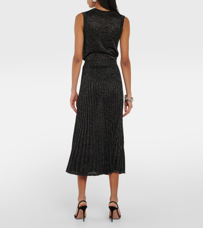 Joseph Ribbed-kit Lurex Midi Skirt In Black