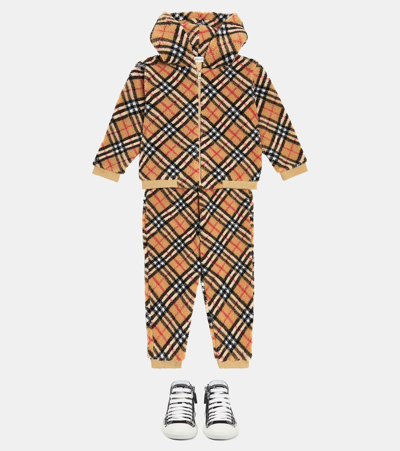 Shop Burberry Check Fleece Hoodie In Multicoloured