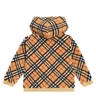 Shop Burberry Check Fleece Hoodie In Multicoloured