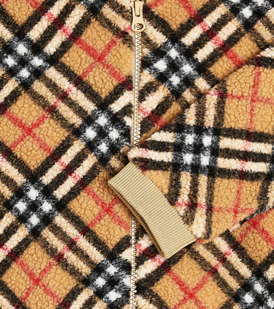 Shop Burberry Check Fleece Hoodie In Multicoloured