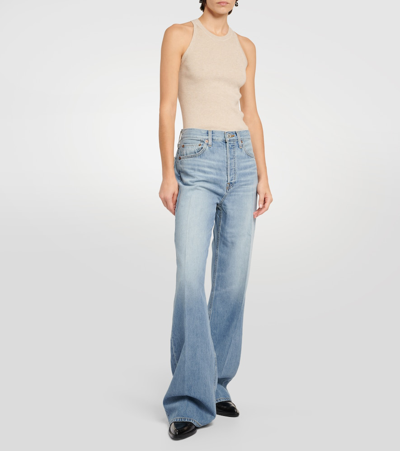 Shop Re/done '70s High-rise Wide-leg Jeans In Blue