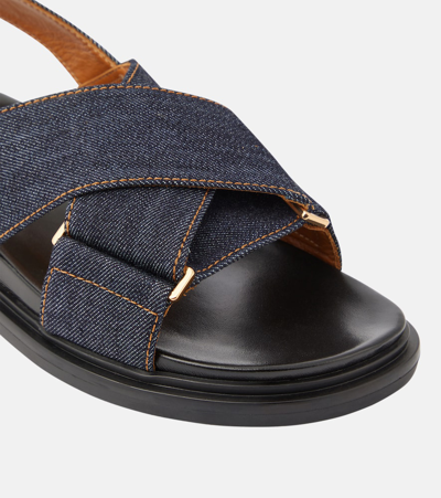 Shop Marni Fussbett Denim Sandals In Blue