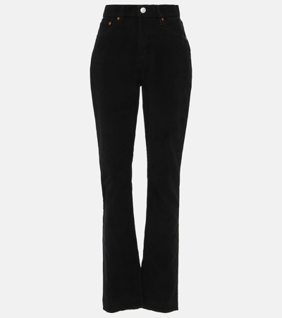 Shop Re/done '70s High-rise Corduroy Bootcut Jeans In Black