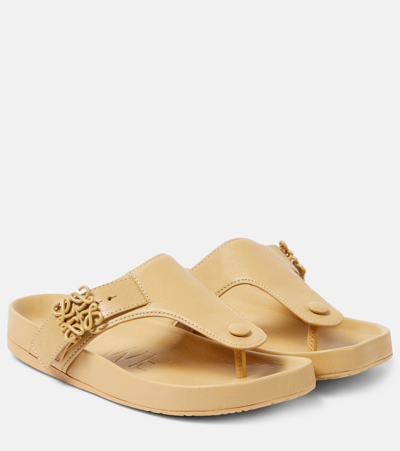 Shop Loewe Ease Leather Thong Sandals In Neutrals
