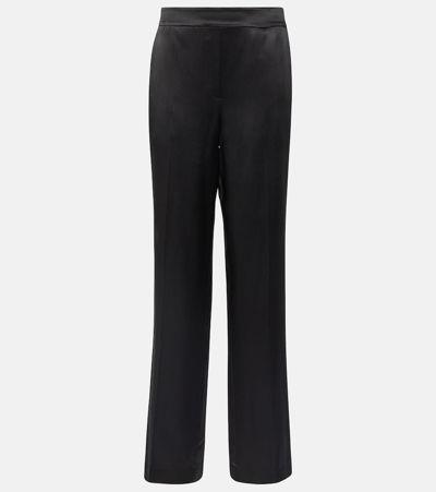 Shop Joseph Tova Silk Satin Straight Pants In Black