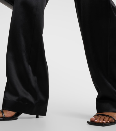 Shop Joseph Tova Silk Satin Straight Pants In Black