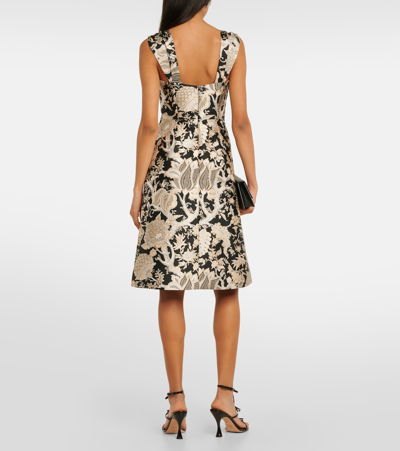 Shop Carolina Herrera Floral Jacquard Midi Dress In Multicoloured