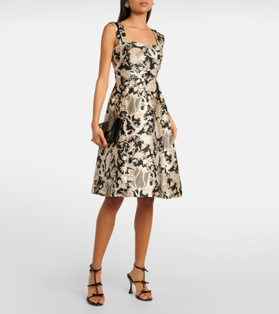 Carolina Herrera Pleated Midi Dress In Multicoloured