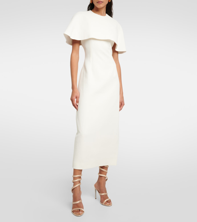 Shop Emilia Wickstead Bridal Blaine Caped Midi Dress In White