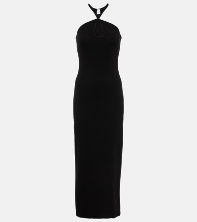 Shop Re/done Ribbed-knit Cotton-blend Midi Dress In Black