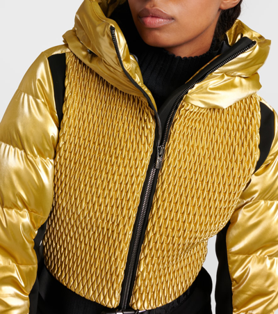 Shop Fusalp Marie Down-paneled Ski Suit In Gold/noir