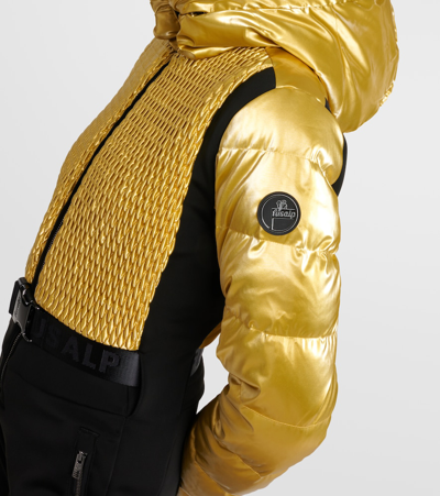 Shop Fusalp Marie Down-paneled Ski Suit In Gold/noir
