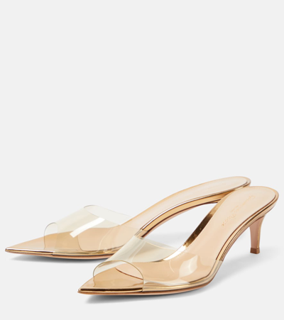Shop Gianvito Rossi Elle 55 Pvc And Patent Leather Mules In Gold