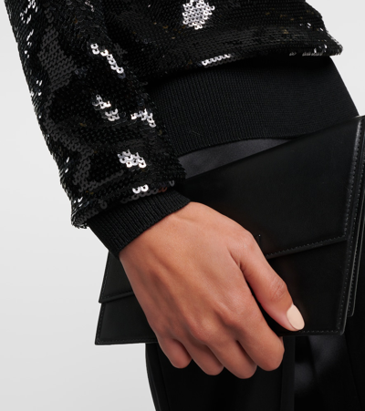 Joseph Sequinned Wool-blend Jersey High-neck Sweater In Black