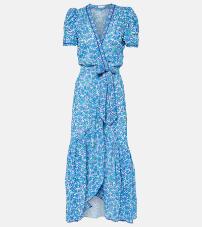 Shop Poupette St Barth Baba Floral Cotton Maxi Dress In Blue