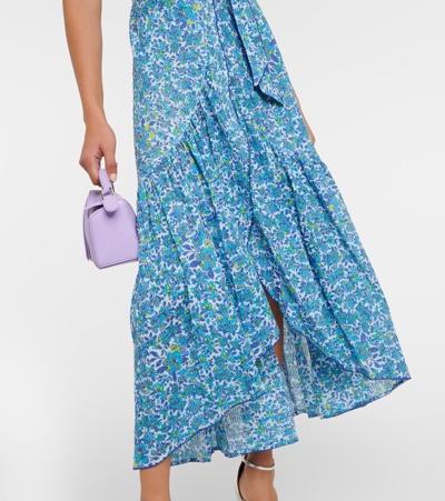 Shop Poupette St Barth Baba Floral Cotton Maxi Dress In Blue