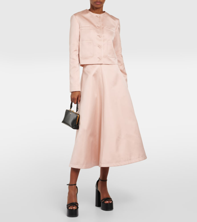 Shop Altuzarra Varda Satin Midi Skirt In Pink