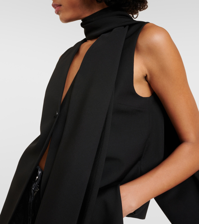 Shop Ferragamo Draped Virgin Wool Vest In Black