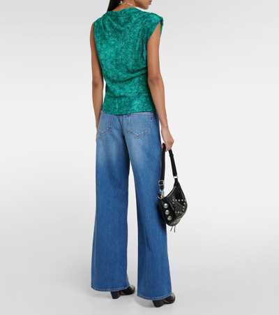Shop Isabel Marant Samia Silk-blend Top In Emerald