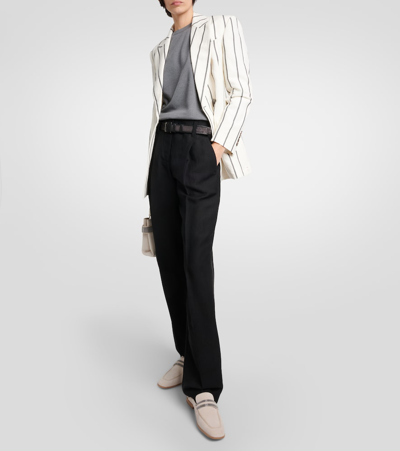 Brunello Cucinelli Embellished Cashmere Sweater In Gray