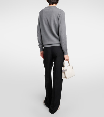 Brunello Cucinelli Embellished Cashmere Sweater In Gray