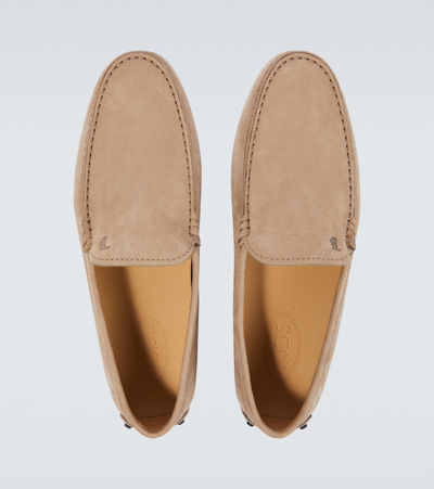Shop Tod's Gommino Suede Driving Shoes In Beige