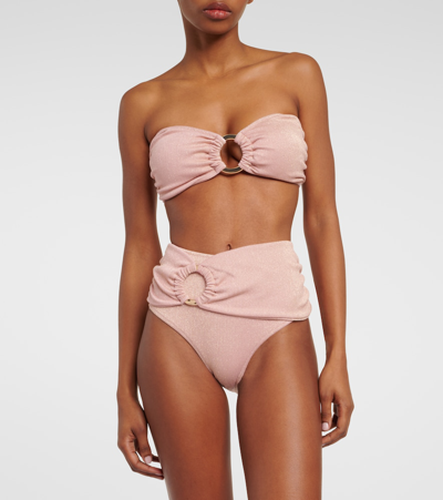 Alexandra Miro Carlotta Printed Bandeau Bikini Top In Pink
