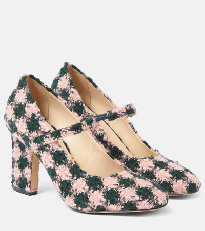 Shop Emilia Wickstead Orelia Checked Tweed Mary Jane Pumps In Multicoloured