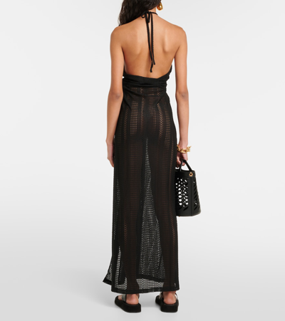 Shop Melissa Odabash Mila Halterneck Knit Maxi Dress In Black