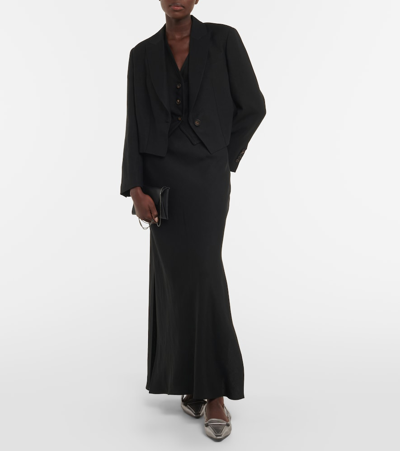 Brunello Cucinelli Satin Bias Maxi Skirt In Black